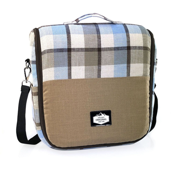 swisspet Reisebett Aduno, kariert/blau/beige - 80x38x14cm | Für Hunde