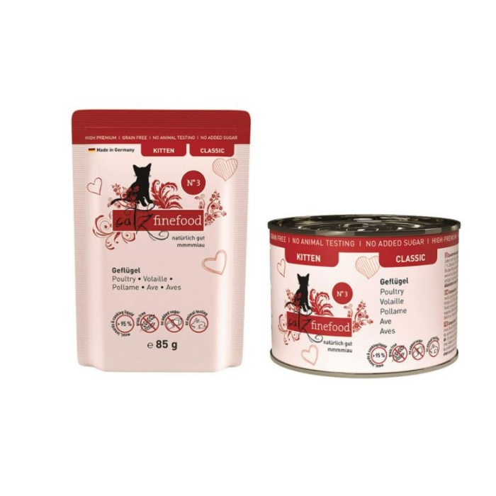 DE catz finefood Classic No. 3, KITTEN, Geflügel | Nassfutter für Katzen
