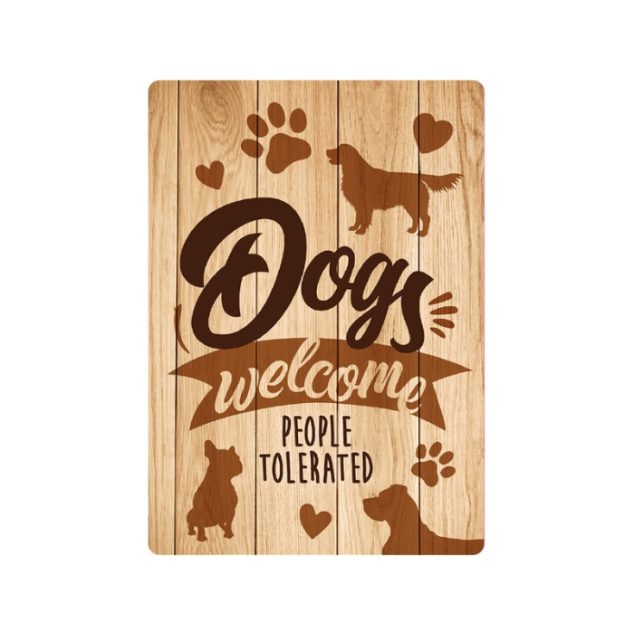 Dekoschild "Dogs Welcome…", 21x15cm 