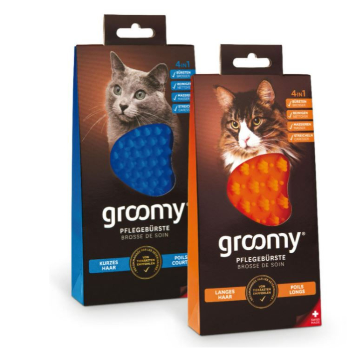 DE groomy Wellness-Bürste, 4in1, Kurzhaar, blau 