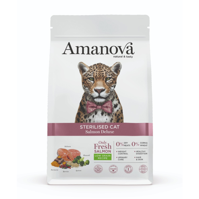Amanova Cat Adult Sterilised - Salmon Deluxe Low Grain - Lachs