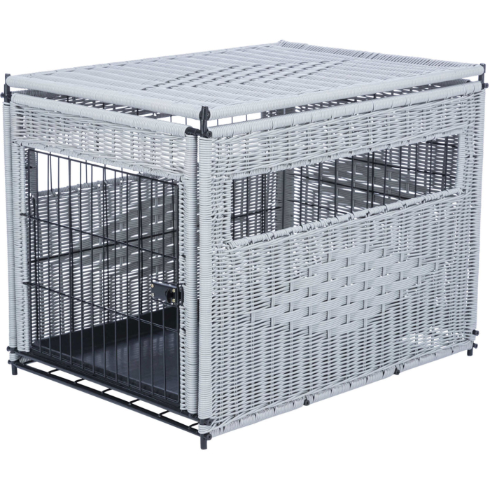 Home Kennel, Polyrattan, hellgrau