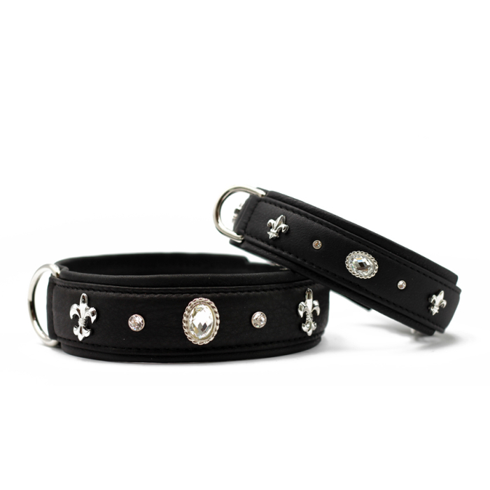 Maul Lederhalsband "Diamond" schwarz, 35cm/24mm