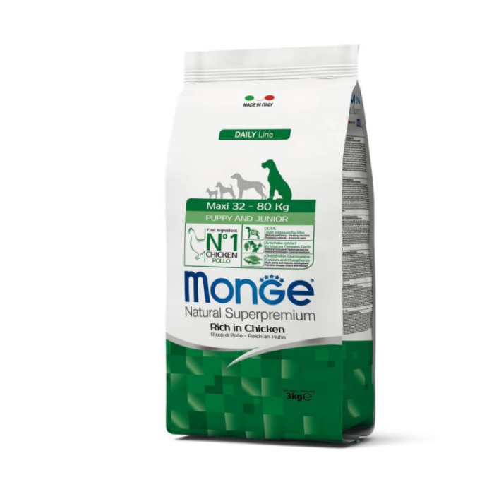 DE Monge Daily Line Puppy + Junior MAXI - Huhn | Hunde-Trockenfutter 