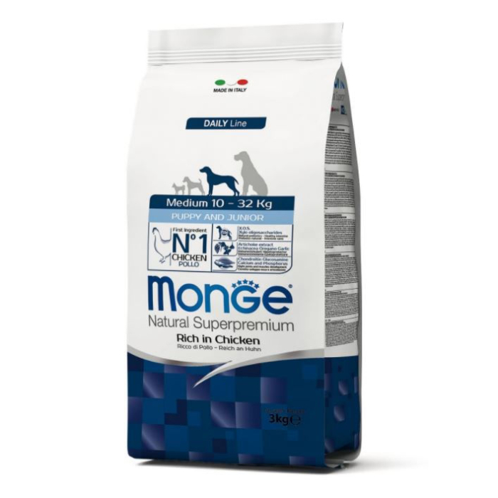 DE Monge Daily Line Puppy + Junior MEDIUM - Huhn | Hunde-Trockenfutter 