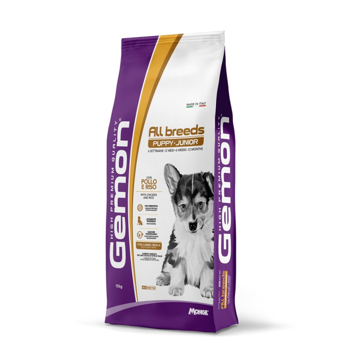 Monge Gemon Puppy + Junior Medium – Huhn + Reis - 15kg