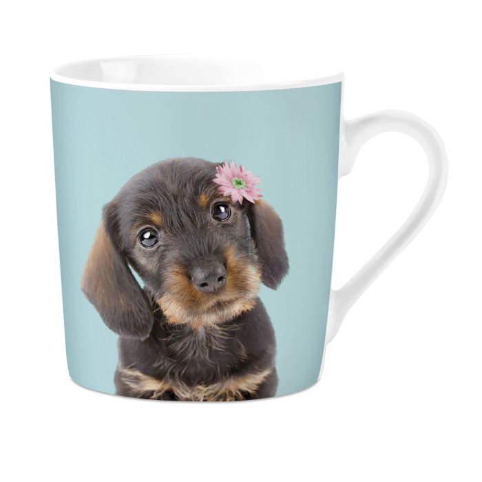 Tasse mit Dackel, hellblau