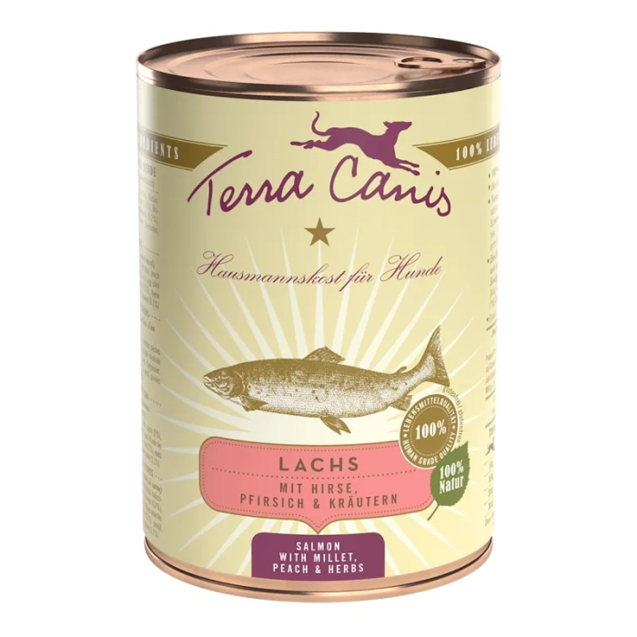 Terra Canis Classic getreidearm, Lachs mit Hirse, Pfirsich und Kräutern - 400g