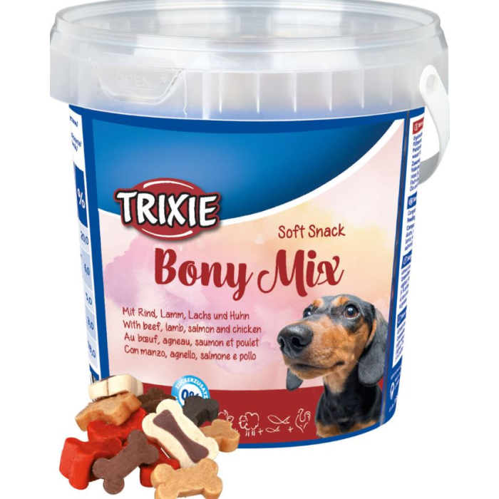 Trixie Soft Snack Bony Mix mit Rind, Lamm, Lachs und Huhn - 500 g | Hundesnack