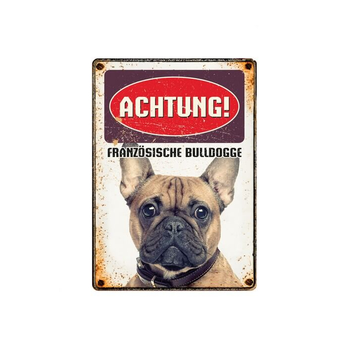Warnschild "Achtung Französische Bulldoge", 21x15cm