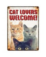 Blechschild "Cat Lovers Welcome", 21x15cm