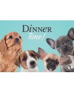 Napfunterlage "Dinner Time!" mit 4 Welpen, blau