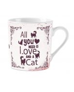 Tasse "All you need...cat", weiss-lila
