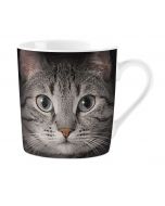 Tasse mit grauer Katze, schwarz