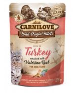 Carnilove Feline Pouch Ragout - Truthahn mit Baldrian - 24 x 85 g | Nassfutter für Katzen