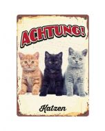 Warnschild "Achtung Katzen", 21x15cm