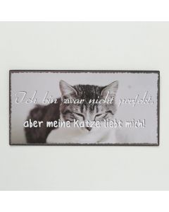 BO Blechschild "Katze liebt mich" grau 40 x 20 cm