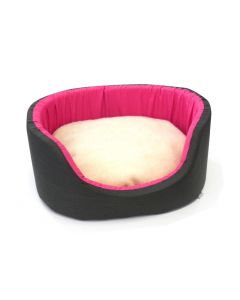 Bett oval pink/grau 