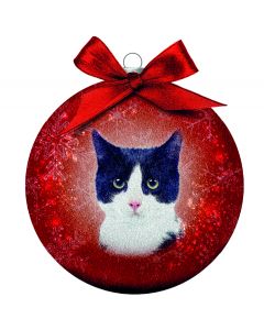 Plentygifts Weihnachtskugel Katze schwarz-weiss