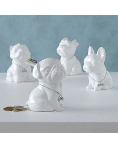 BO Spardose "Hundelady", weiss, Keramik, assortiert - 13x10x7.5 cm