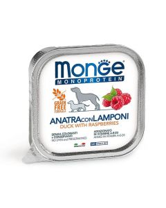DE Monge Dog Adult - Monoprotein Superpremium - Ente + Himbeeren, 24 x 150g