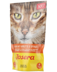 Josera Soup Huhn mit Karotte+Spinat - 16 x 70 g | Ergänzungsfuttermittel für Katzen 