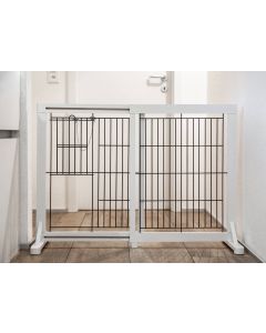 deek Hunde-Absperrgitter "Premio" mit Tür, ausziehbar, 61-103x75x40cm | weiss