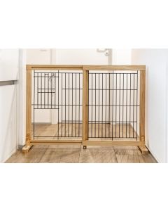 deek Hunde-Absperrgitter "Premio" mit Tür, ausziehbar, 61-103x75x40cm | natur