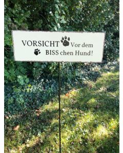 BO Blechschild mit Gartenstab "BISS chen" 30 x 10 cm
