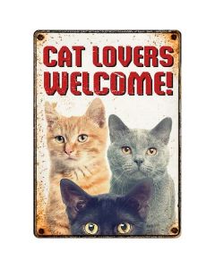 Blechschild "Cat Lovers Welcome", 21x15cm