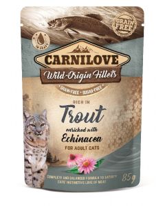 Carnilove Feline Pouch Ragout - Forelle mit Echinacea - 24 x 85 g | Nassfutter für Katzen