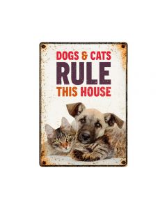 Dekoschild "Dogs & Cats Rule", 21x15cm