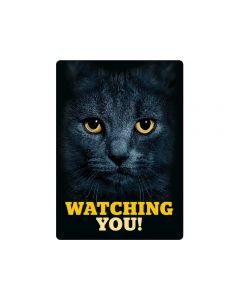 Dekoschild "Watching You!" mit schwarzer Katze, 21x15cm
