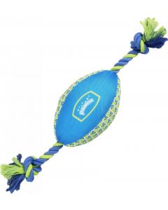 Pawise "Fetch It" Football mit Seil, blau-gelb, 18cm