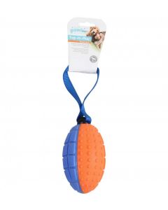 Pawise Schaumstoff-Football "Sporty" mit Seil, blau-orange - 36cm | Für Hunde