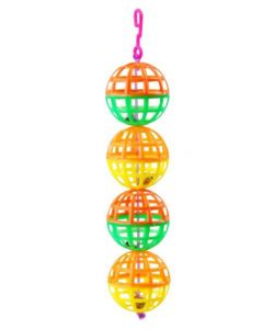 Pawise "Hanging" 4-Gitterball-Spielzeug für Vögel, bunt, 19cm