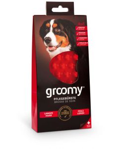 groomy® Wellness-Bürste für Hund – long hair, rot