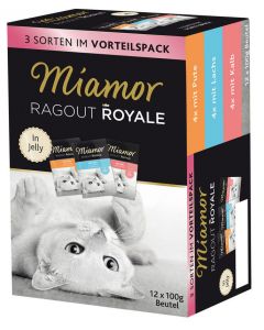 Miamor Alleinfuttermittel Ragout Royale Multi Mix Pute, Lachs, Kalb - 4 x 12x100g
