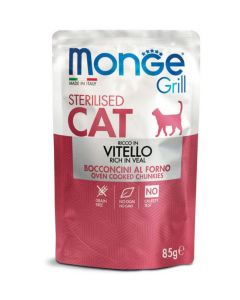 DE Monge Grill Cat Sterilised - Kalb, 28 x 85 g | Katzen-Nassfutter