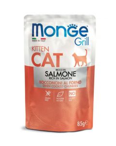 DE Monge Grill Cat Kitten - Lachs, 28 x 85 g | Katzen-Nassfutter
