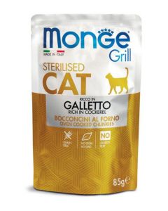 DE Monge Grill Cat Sterilised - Güggeli, 28 x 85 g | Katzen-Nassfutter