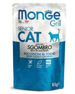 DE Monge Grill Cat Senior - Makrele, 28 x 85 g | Katzen-Nassfutter