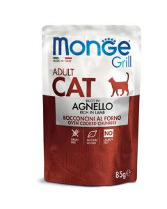 DE Monge Grill Cat Adult - Lamm, 28 x 85 g | Katzen-Nassfutter