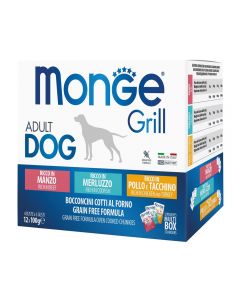 Monge Grill Dog Adult Multipack Rind, Kabeljau, Huhn+Truthahn