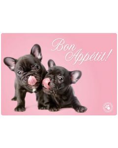 Napfunterlage "Bon Appétit!" mit franz. Bulldoggen, pink
