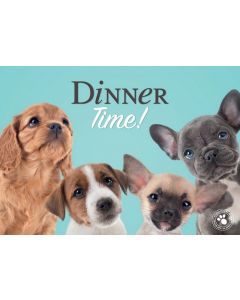 Napfunterlage "Dinner Time!" mit 4 Welpen, blau