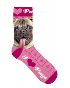 Socken "I love Pugs", pink