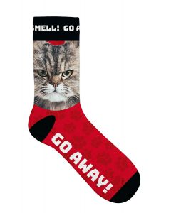 Socken mit Katze "Go Away!", rot