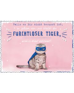 HR Umschlagkarte quer "Furchtloser Tiger" 12 x 17cm
