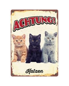 Warnschild "Achtung Katzen", 21x15cm